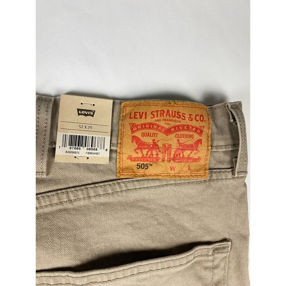 NWT Levi's 505 Big & Tall Jeans Mens 52x29 Stretch Denim Straight Leg Tan - Mark